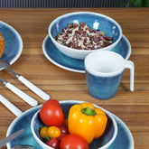 Melamin 2 Tassen 350 ml ideal für Camping - Jesolo Blau - Stapelbar - Steingutoptik Trinkbecher Kaffeetasse Kaffeebecher